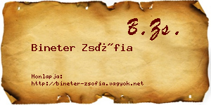 Bineter Zsófia névjegykártya